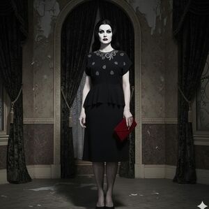 Vintage 1940s Peplum Beaded Dress